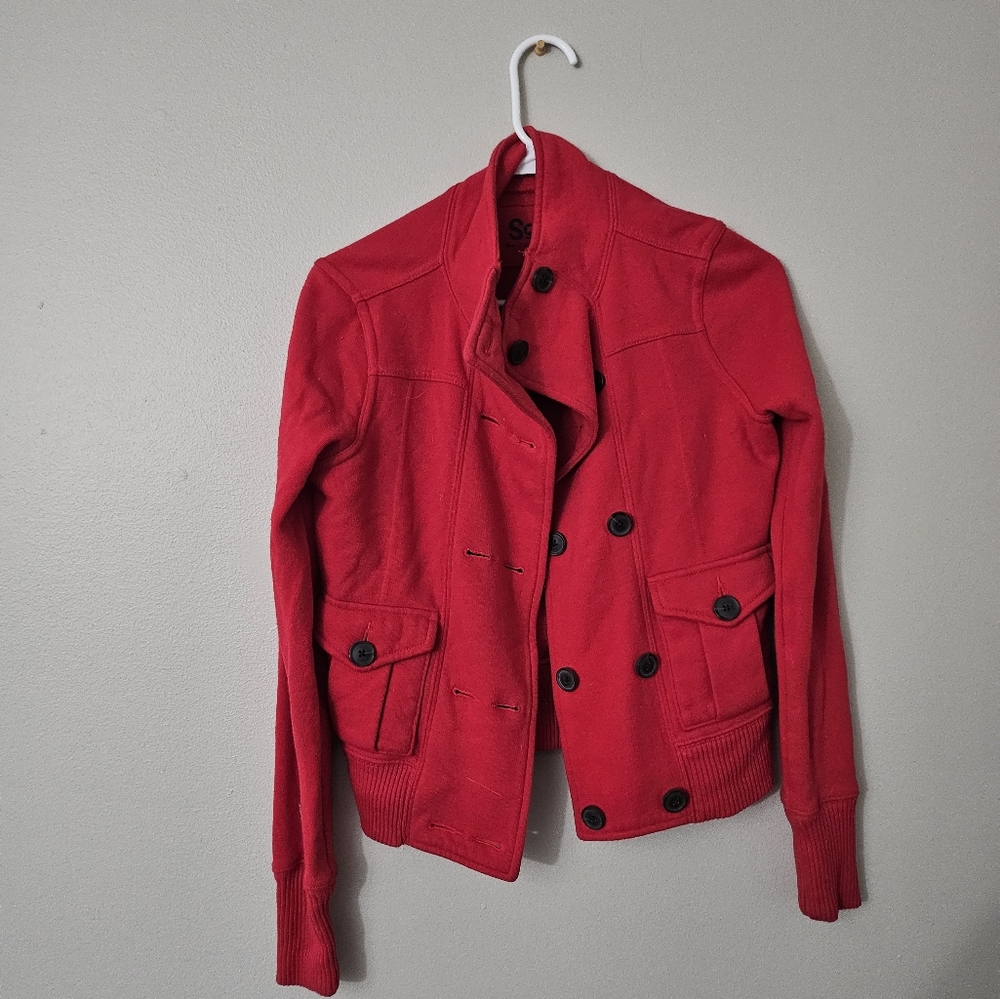 SO Small Red Sweater Jacket
